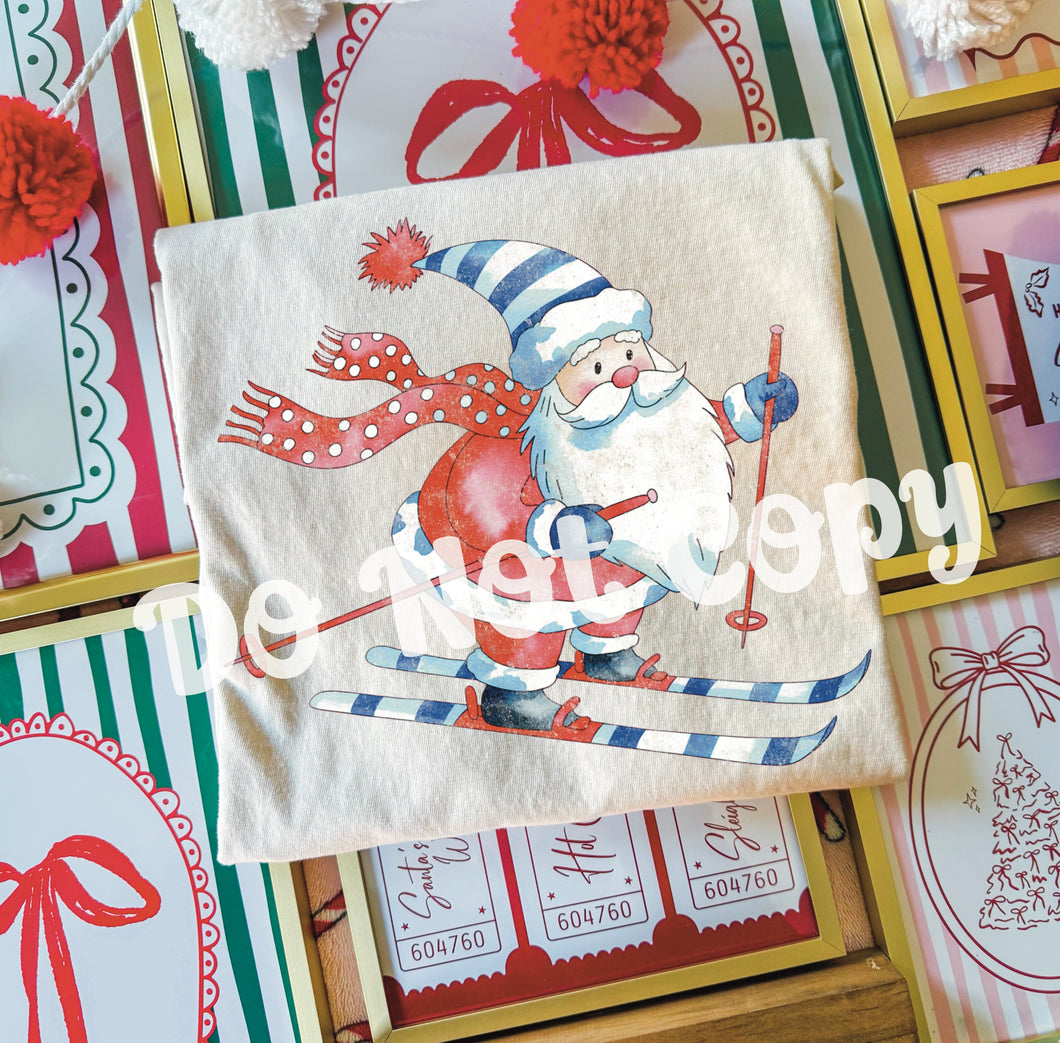 Vintage Santa Skiing