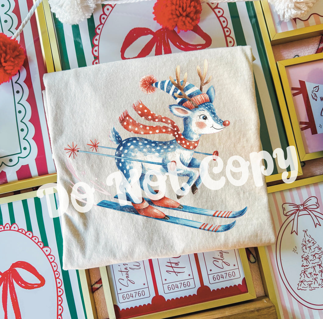 Vintage Reindeer Skiing