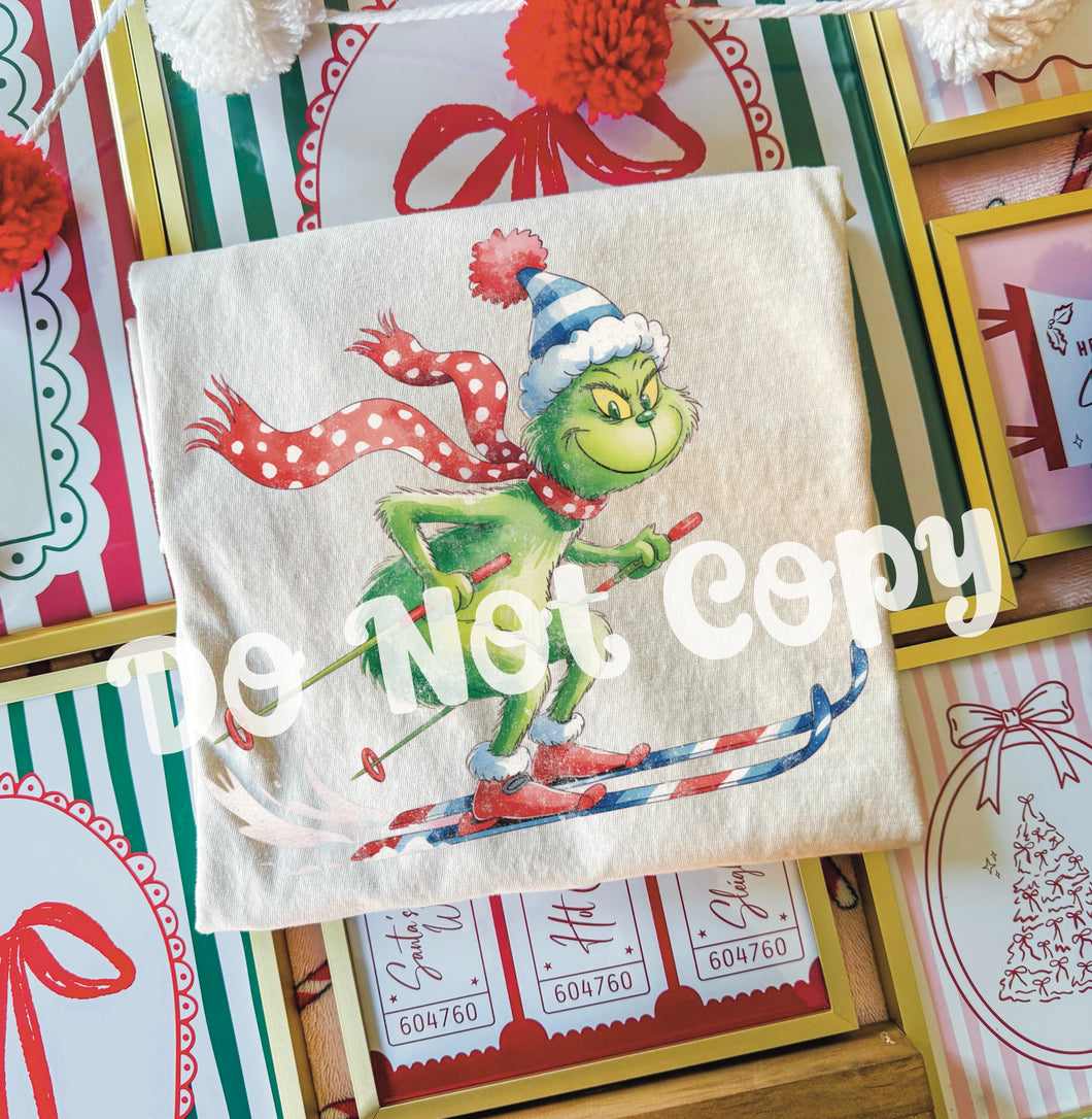 Vintage Green One Skiing